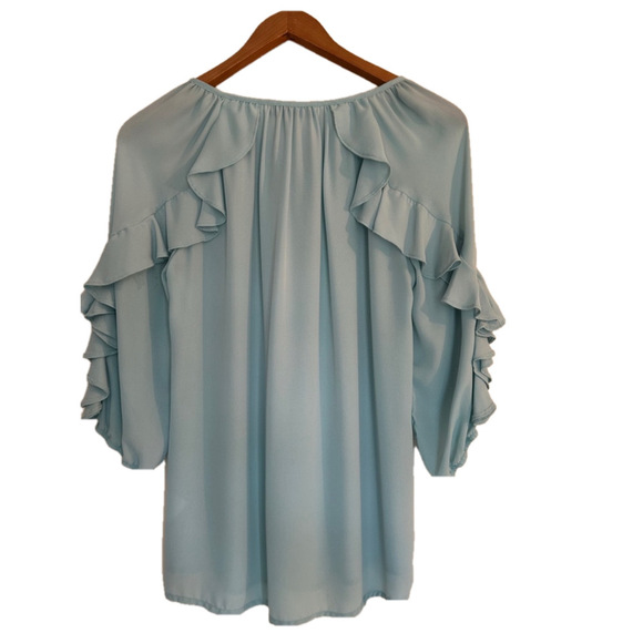 N’Touch Aqua Ruffled Blouse - Picture 3 of 3